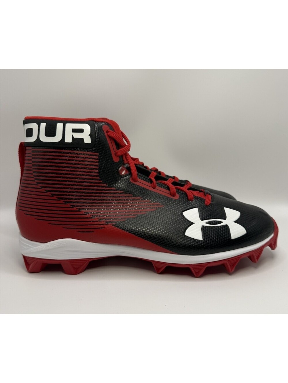 Under Armour Hammer Mid RM Football Cleats 1289761-061 Black/Red US 10